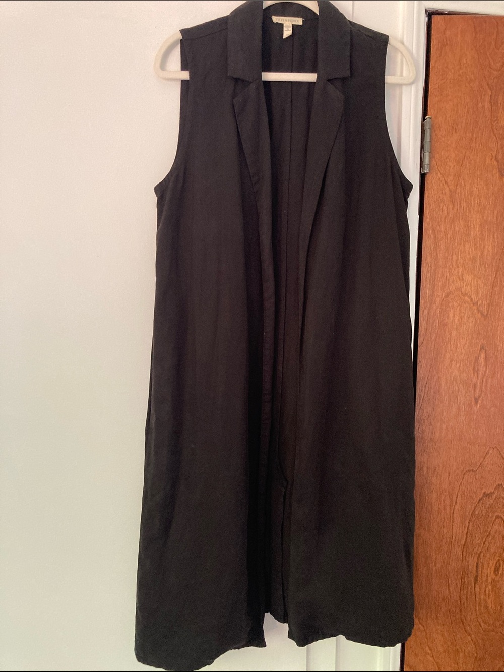 Eileen Fisher Black open front long line vest